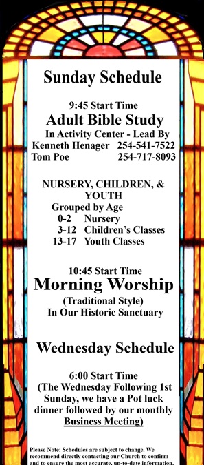 Sunday and Wednesday Schedule